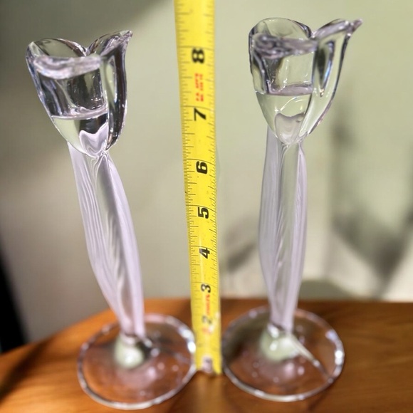 Mikasa-Aria Tulip Candleholders Lead Crystal Frosted 8" Leaves&Tulip. Like new! - Picture 10 of 10